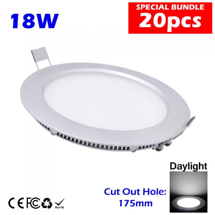 18w 6 Inch Led Panel Downlight Round Ceiling Recessed Light Daylight White 20pcs Package Without Driver Cut Out Size 175mm 18w 6 Inch Led Panel Downlight Round, What Size Hole To Cut For 6 Inch Recessed Light